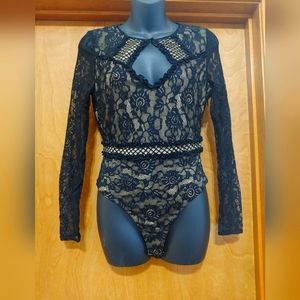 NanaMac Black lace body suit. Size Small